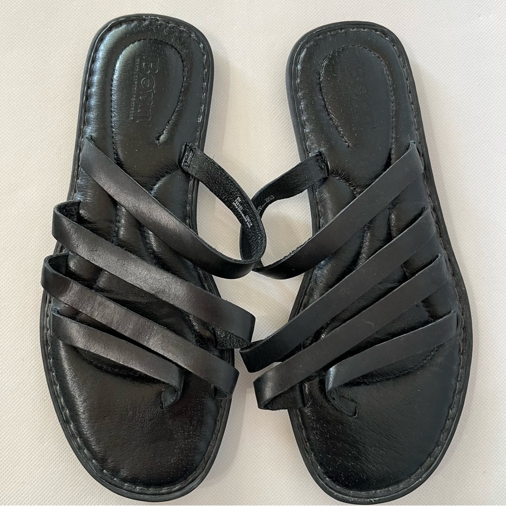 Born Black Leather Sandals